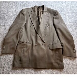 Gianfranco Ruffini Men's 40R Pure Wool Double Breasted‎ Blazer Herringbone Italy